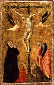 Die Kreuzigung mit der Jungfrau und den Heiligen Johannes dem Evangelisten, Franz von Assisi und Maria Magdalena, um 1345