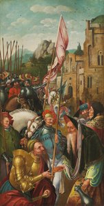 Der Flügel eines Altars: Das Treffen von Abraham und Melchisedek von Master of the Antwerp Adoration