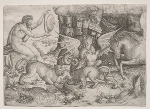 Allegorisches Thema: Kampf der Tiere von Master of the Beheading of St.