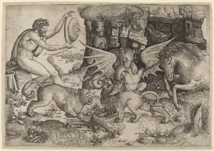 Allegorisches Thema: Kampf der Tiere