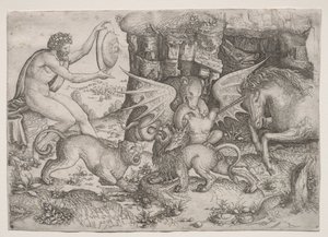 Allegorisches Thema: Kampf der Tiere von Master of the Beheading of St. John
