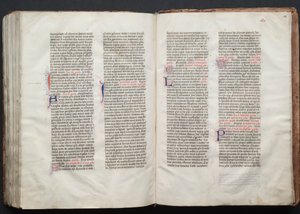 Das Gotha Missale: Fol. 155v, Text, ca. 1375 von Master of the Boqueteaux