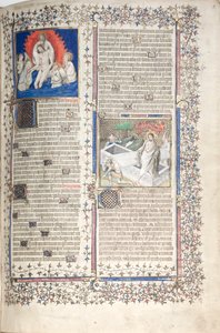 Das Gotha Missale: Fol. 1r, Dreifaltigkeit und Auferstehung, ca. 1375 von Master of the Boqueteaux
