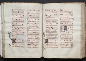 Das Gotha Missale: Fol. 61v, Text, ca. 1375 von Master of the Boqueteaux