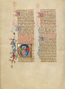 Initiale O: Der Engel des Heiligen Matthäus hält sein Evangelium hoch