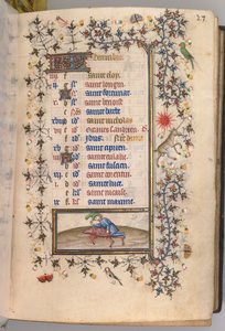 Stundenbuch von Karl dem Edlen, König von Navarra: fol. 12r, Dezember von Master of the Brussels Initials and Associates