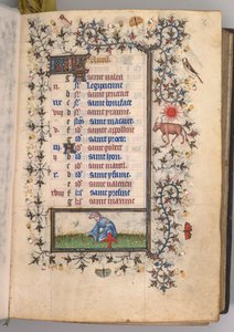 Stundenbuch von Karl dem Edlen, König von Navarra 1361-1425: fol. 4r, April, um 1405 von Master of the Brussels Initials and Associates