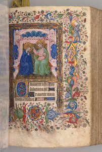 Stundenbuch von Karl dem Edlen, König von Navarra 1361-1425: fol. 96r, Krönung der Jungfrau von Master of the Brussels Initials and Associates