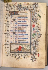 Stundenbuch von Karl dem Edlen, König von Navarra: fol. 9r, September von Master of the Brussels Initials and Associates