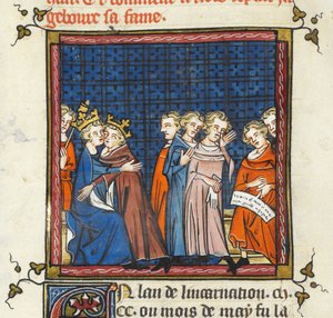 Philipp Augustus und König Johann von England schließen Frieden, Illustration aus 