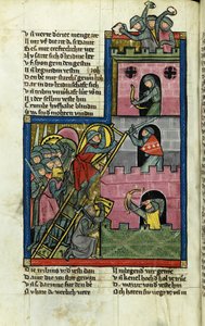 Einnahme einer Burg in Jerusalem (Aus der Weltchronik von Rudolf von Ems) von Master of the Chronicle of the World