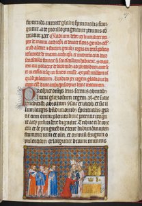 Der König bietet das Schwert auf dem Altar dar, Illustration aus 