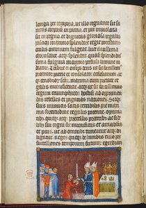 Der Erzbischof von Reims gibt das Schwert an den König zurück, Illustration aus 