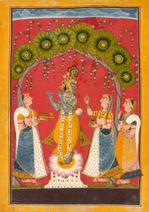 Krishna flötend, Blatt aus einer Dasavatar-Serie, ca. 1730