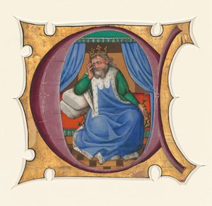 Initiale C mit David (König Saul?) von Master of the Cypresses