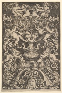 Ein Ornamentpanel mit Putti, Ziege und anderen Figuren, 1530-60 von Master of the Die