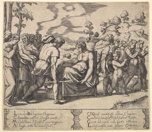 Tafel 5: Psyche auf einer Sänfte getragen, aus der 