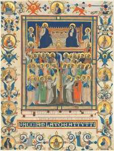 Christus und die Jungfrau auf dem Thron mit vierzig Heiligen von Master of the Dominican Effigies