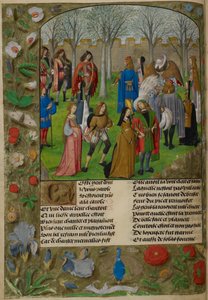 Der Carolle im Garten. Der Liebhaber wird eingeladen, mit einer Gruppe von Paaren zu tanzen, angeführt von Sir Mirth und Lady Gladness, aus 