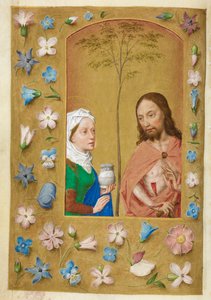 Der Mann der Schmerzen und Maria Magdalena. von Master of the Dresden Prayer Books