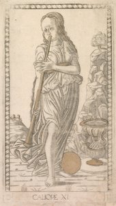 Kalliope aus der Tarocchi-Serie D: Apollo und die Musen, Nr. 11, vor 1467 von Master of the E Series Tarocchi