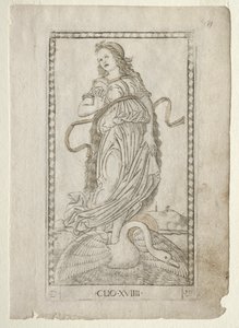 Clio Geschichte aus der Tarocchi-Serie D: Apollo und die Musen, Nr. 19, vor 1467 von Master of the E Series Tarocchi