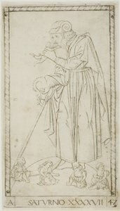 Saturn, Platte 47 aus Planeten und Sphären von Master of the E Series Tarocchi