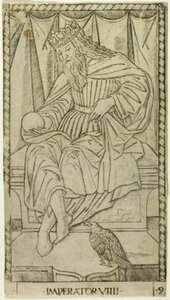 Der Kaiser, Tafel neun aus Die Ränge und Bedingungen des Menschen von Master of the E Series Tarocchi