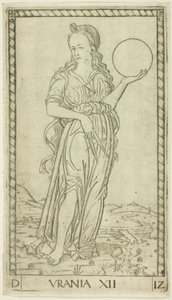 Urania, Platte zwölf aus Apollo und die Musen von Master of the E Series Tarocchi
