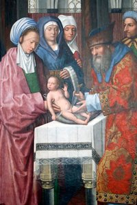 Evora Museum. Meister des Evora-Altarbildes. Die Beschneidung Christi. Öl auf Holz. Flämische Schule 1500. Portugal. von Master of the Evora Altarpiece