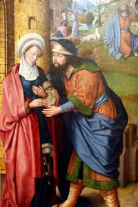 Evora Museum. Meister des Evora-Altarbildes. Das Treffen von Joachim und Anna vor dem Goldenen Tor. Flämische Schule 1500. Portugal. von Master of the Evora Altarpiece