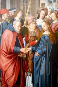 Evora Museum. Meister des Evora-Altarbildes. Die Hochzeit der Jungfrau und Joseph. Flämische Schule 1500. Portugal. von Master of the Evora Altarpiece