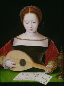 Maria Magdalena spielt eine Laute von Master of the Female Half Lengths