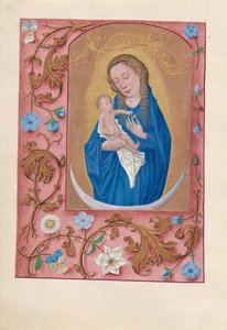 Stundenbuch der Königin Isabella der Katholischen, Königin von Spanien: Fol. 159v, Frau bekleidet mit der Sonne, ca. 1500 von Master of the First Prayerbook of Maximillian