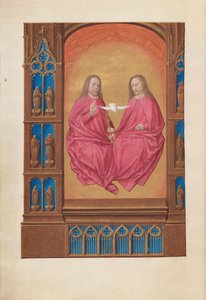 Stundenbuch der Königin Isabella der Katholischen, Königin von Spanien: Fol. 17v, Die Dreifaltigkeit, ca. 1500 von Master of the First Prayerbook of Maximillian