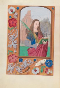 Stundenbuch der Königin Isabella der Katholischen, Königin von Spanien: Fol. 191v, St. Barbara, um 1500 von Master of the First Prayerbook of Maximillian