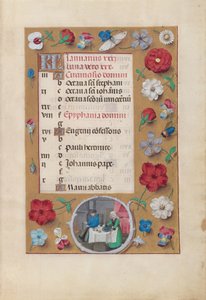 Stundenbuch der Königin Isabella der Katholischen, Königin von Spanien: Fol. 2r, Januar - Fest von Master of the First Prayerbook of Maximillian