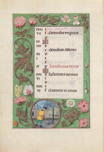 Stundenbuch der Königin Isabella der Katholischen, Königin von Spanien: Fol. 4v, März, um 1500 von Master of the First Prayerbook of Maximillian