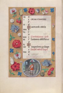 Stundenbuch der Königin Isabella der Katholischen, Königin von Spanien: Fol. 9v, August, um 1500 von Master of the First Prayerbook of Maximillian
