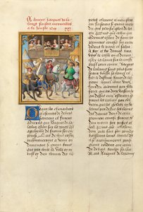 Jacques de Lalaing kommt zu einem Turnier mit den Grafen von Maine und Saint Pol von Master of the Getty Lalaing