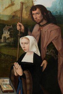 Detail des Stifters, rechter Flügel des Triptychons der Jungfrau und Kind mit den Heiligen Katharina und Barbara