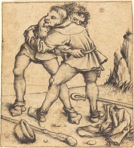 Zwei kämpfende Bauern von Master of the Housebook