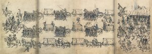 Heerzug aus dem Mittelalterlichen Hausbuch von Schloss Wolfegg von Master of the Housebook of Wolfegg