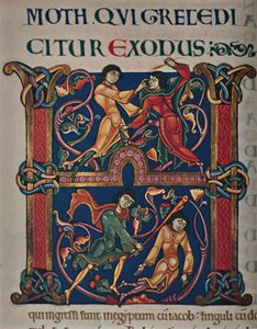 Initiale aus der Winchester-Bibel, um 1150 n. Chr., um 1950 von Master of the Leaping Figures