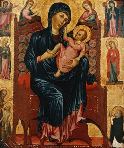 Die Madonna und Christus auf dem Thron mit Heiligen