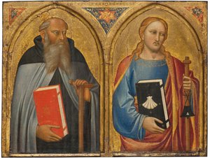 Heiliger Antonius Abt und Heiliger Jakobus der Ältere von Master of the Misericordia
