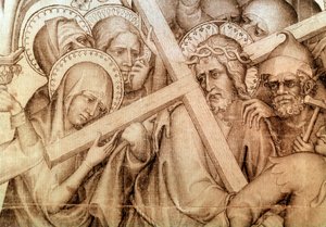 Das Parement von Narbonne: Christus trägt sein Kreuz von Master of the Parement of Narbonne