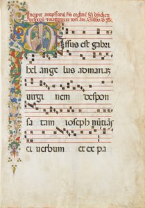 Manuskriptblatt mit dem heiligen Johannes dem Evangelisten und dem heiligen Johannes dem Täufer, zweite Hälfte des 15. Jahrhunderts