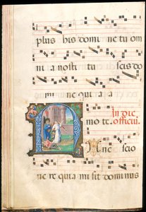 St. Peter aus dem Gefängnis befreit, f.58v aus einem Graduale, spätes 15. Jahrhundert