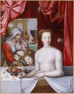 Gabrielle d’Estrées im Bad, ca. 1598 von Master of the School of Fontainebleau
